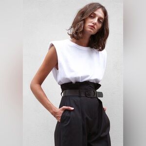 The Frankie Shop Eva Padded Shoulder Muscle T-Shirt, size M